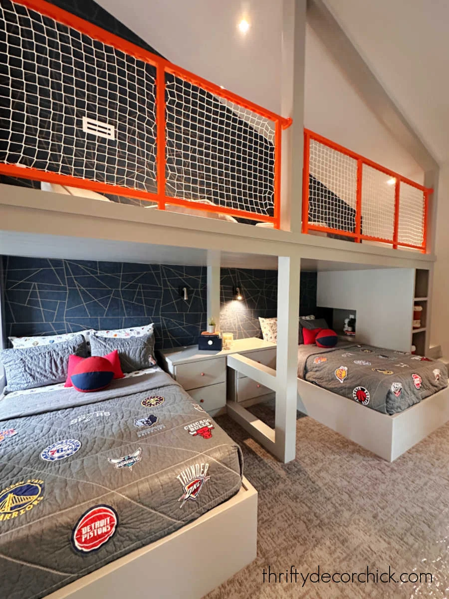 basketball themed kid room loft